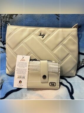 Lug Waltz Crossbody & Wristlet and Hurdle Wallet in Pebble Satin Luxe VL